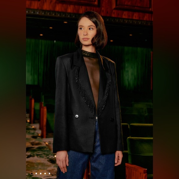 Farm Rio Black Fringe Blazer - Picture 1 of 8